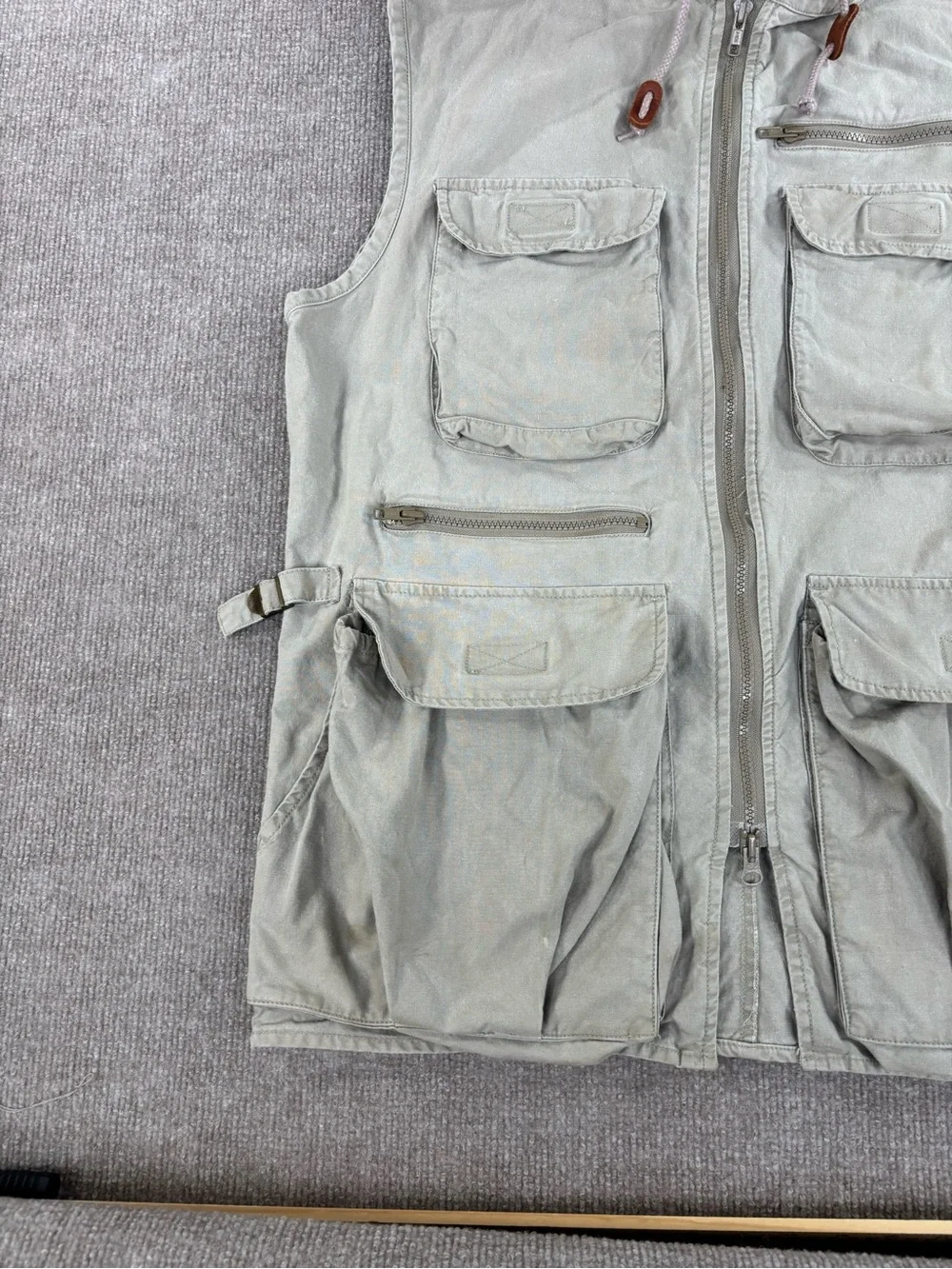 Vintage Banana Republic Vest Mens Medium Beige Safari Travel Hooded Canvas